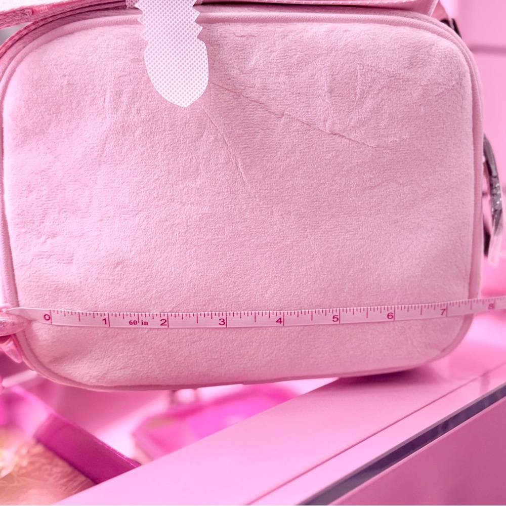 Juicy Couture Obsession Crossbody Camera Bag Pink Velour Bling Rhinestone Logo - Picture 5 of 6